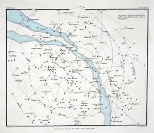 Mappa che mostra le principali stelle visibili in Gran Bretagna (Tavola XXIX), da 